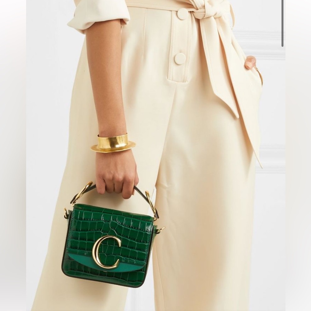Chloe Mini C Embossed Croc Crossbody Bag